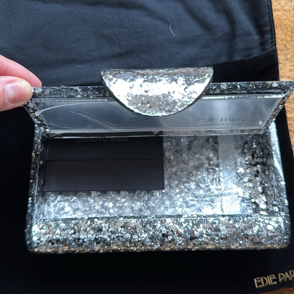 NWT RARE Edie Parker Mini Lara Clutch - Silver Confetti - Picture 9 of 12
